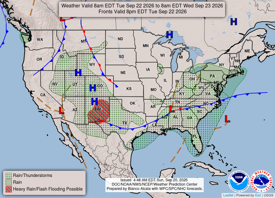 NOAA Weather Prediction Center national forecast for day three